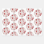 Feuille De Papier Cadeau Ornement de Noël rouge rustique (Devant)