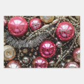 Feuille De Papier Cadeau Ornement rose et argent rétro (Devant 2)