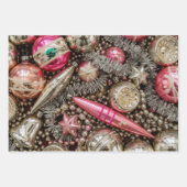 Feuille De Papier Cadeau Ornement rose et argent rétro (Devant)