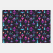 Feuille De Papier Cadeau Ornements de Noël de Neon (Devant 3)