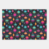 Feuille De Papier Cadeau Ornements de Noël de Neon (Devant 2)