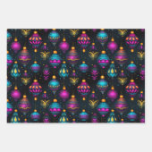 Feuille De Papier Cadeau Ornements de Noël de Neon (Devant)