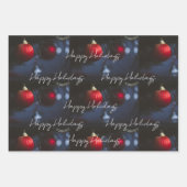 Feuille De Papier Cadeau Ornements de Noël en glamour foncé (Devant 2)