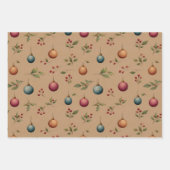 Feuille De Papier Cadeau Ornements de Noël Marron (Devant 3)