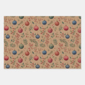 Feuille De Papier Cadeau Ornements de Noël Marron (Devant 2)