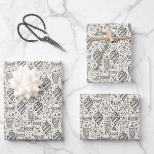 Feuille De Papier Cadeau Ornements de Noël rétro vintages