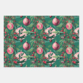 Feuille De Papier Cadeau Ornements de Noël rose du milieu du siècle (Devant 3)