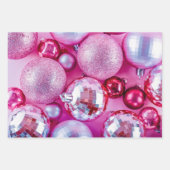 Feuille De Papier Cadeau Ornements de Noël rose vif (Devant 2)
