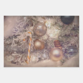 Feuille De Papier Cadeau Ornements Noël Or Blanc Arbre de Vacances (Devant 2)