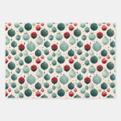 Feuille De Papier Cadeau Ornements, pins Noël motif aquarelle (Devant)