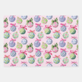 Feuille De Papier Cadeau Ornements Préppy Christmas Baubles (Devant 3)