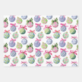 Feuille De Papier Cadeau Ornements Préppy Christmas Baubles (Devant 2)