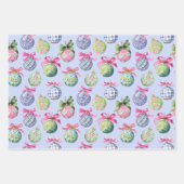 Feuille De Papier Cadeau Ornements Préppy Christmas Baubles (Devant)