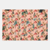 Feuille De Papier Cadeau Ours de singes et écureuils pour Noël (Devant 2)