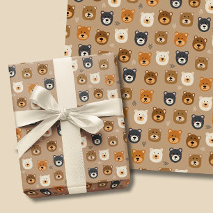 Feuille De Papier Cadeau Ours des bois mignons enfants