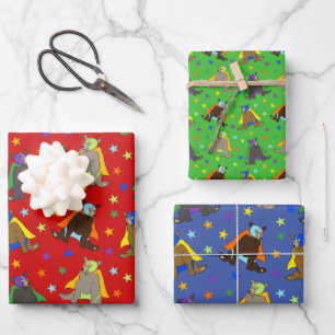 Feuille De Papier Cadeau Ours en costumes de Lutteur mexicain à Luchador