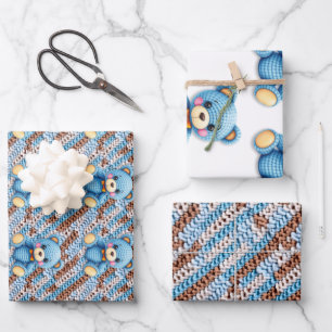 Feuille De Papier Cadeau Ours en crochet pour Baby Shower