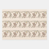 Feuille De Papier Cadeau Ours en peluche et fleurs (Devant)