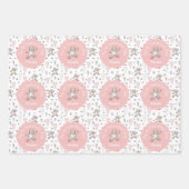 Feuille De Papier Cadeau Ours en peluche rose 1ère Saint-Valentin (Devant)