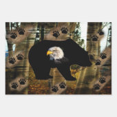 Feuille De Papier Cadeau Ours noir Aigle sauvage (Devant 3)