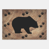 Feuille De Papier Cadeau Ours Noir Et Paniers Ours (Devant)