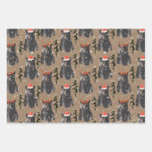 Feuille De Papier Cadeau Ours Noir Rustique Kraft Cubs de Noël (Devant 3)