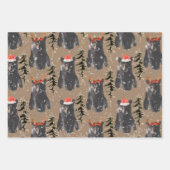 Feuille De Papier Cadeau Ours Noir Rustique Kraft Cubs de Noël (Devant)
