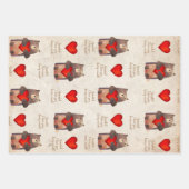Feuille De Papier Cadeau Ours personnalisé mignon avec coeur (Devant)