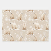 Feuille De Papier Cadeau Ours polaire Noël hiver (Devant)
