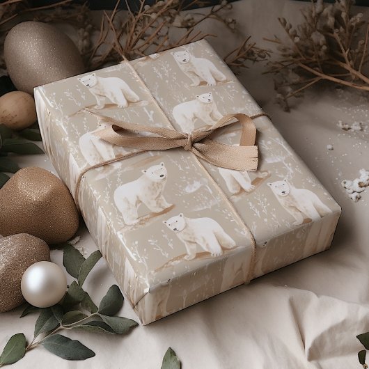Feuille De Papier Cadeau Ours polaire Noël hiver