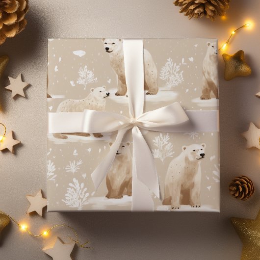 Feuille De Papier Cadeau Ours polaire Noël hiver