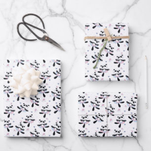 Feuille De Papier Cadeau Oursons pandas ballerines mignons danse de ballet