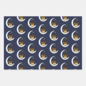 Feuille De Papier Cadeau Owl Moon Blue Cute Stars (Devant 3)