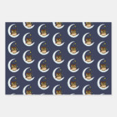 Feuille De Papier Cadeau Owl Moon Blue Cute Stars (Devant)