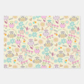 Feuille De Papier Cadeau Owl Pastel Jaune (Devant 2)