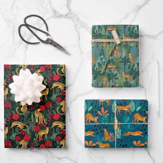 Feuille De Papier Cadeau Pack Jungle léopard (Recto)