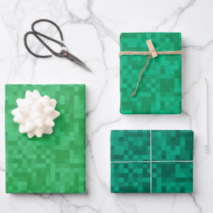 Feuille De Papier Cadeau Pack vert Pixellisé