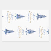 Feuille De Papier Cadeau Pagode bleue poussiéreuse (Devant)