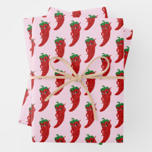 Feuille De Papier Cadeau Pailleté Red Hot Pepper Diva Rose