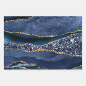 Feuille De Papier Cadeau Paillettes dorées bleu agate tendance  (Devant 3)