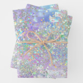 Feuille De Papier Cadeau Paillettes iridescentes holographiques de sirène s (En situation)