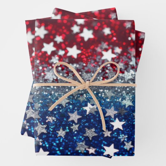 Feuille De Papier Cadeau Paillettes Patriotiques (En situation)