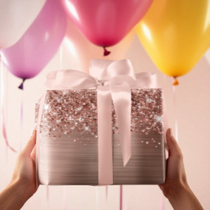 Feuille De Papier Cadeau Paillettes Rose Gold Glamour