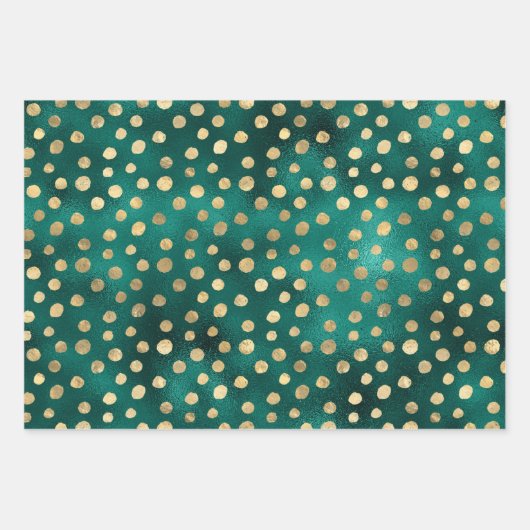 Feuille De Papier Cadeau Paillettes sarcelle et or (Devant)