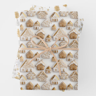 Feuille De Papier Cadeau Pain d'épice Cookies de la maison Snowfake Noël