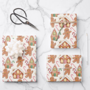 Feuille De Papier Cadeau Pain d'épices Noël Fêtes d'hiver