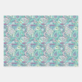 Feuille De Papier Cadeau Paisley turquoise (Devant)