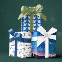 Paix sur Terre Bleu Blanc Dove Motif Noël