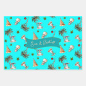 Feuille De Papier Cadeau Palm Trees Motif de Noël tropical (Devant)