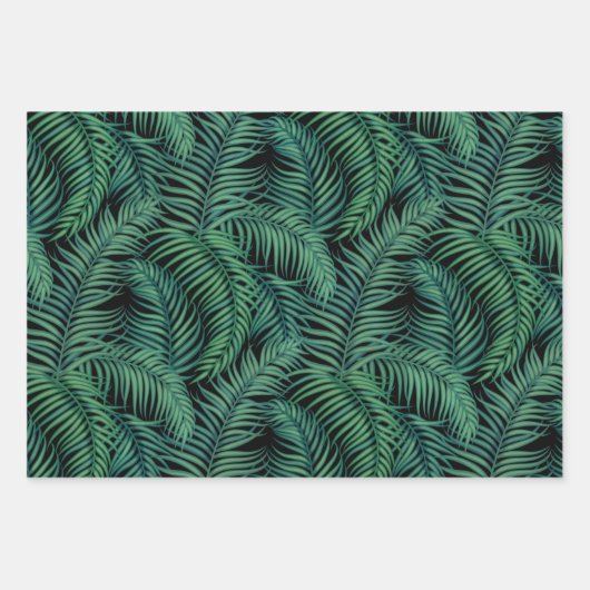 Feuille De Papier Cadeau Palm vert et Turquoise Tropical Banana Monstera Fe (Devant 3)